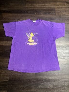 Vintage Tinker Bell Shirt Adult Size XXL Purple Short Sleeve Women's 90s